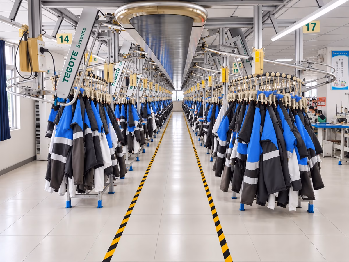 Functional apparel production line at Varytex garment factory