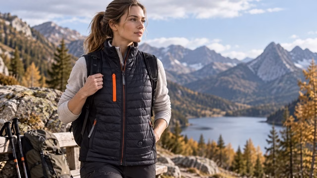 Women's insulated bodywarmer for outdoor hiking and layering