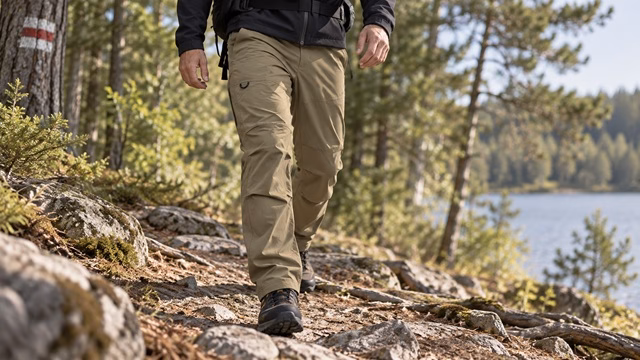 Technical outdoor trousers for hiking and active use