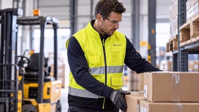 High-visibility workwear vest for industrial applications
