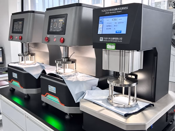 Water resistance testing equipment at Varytex in-house testing facility