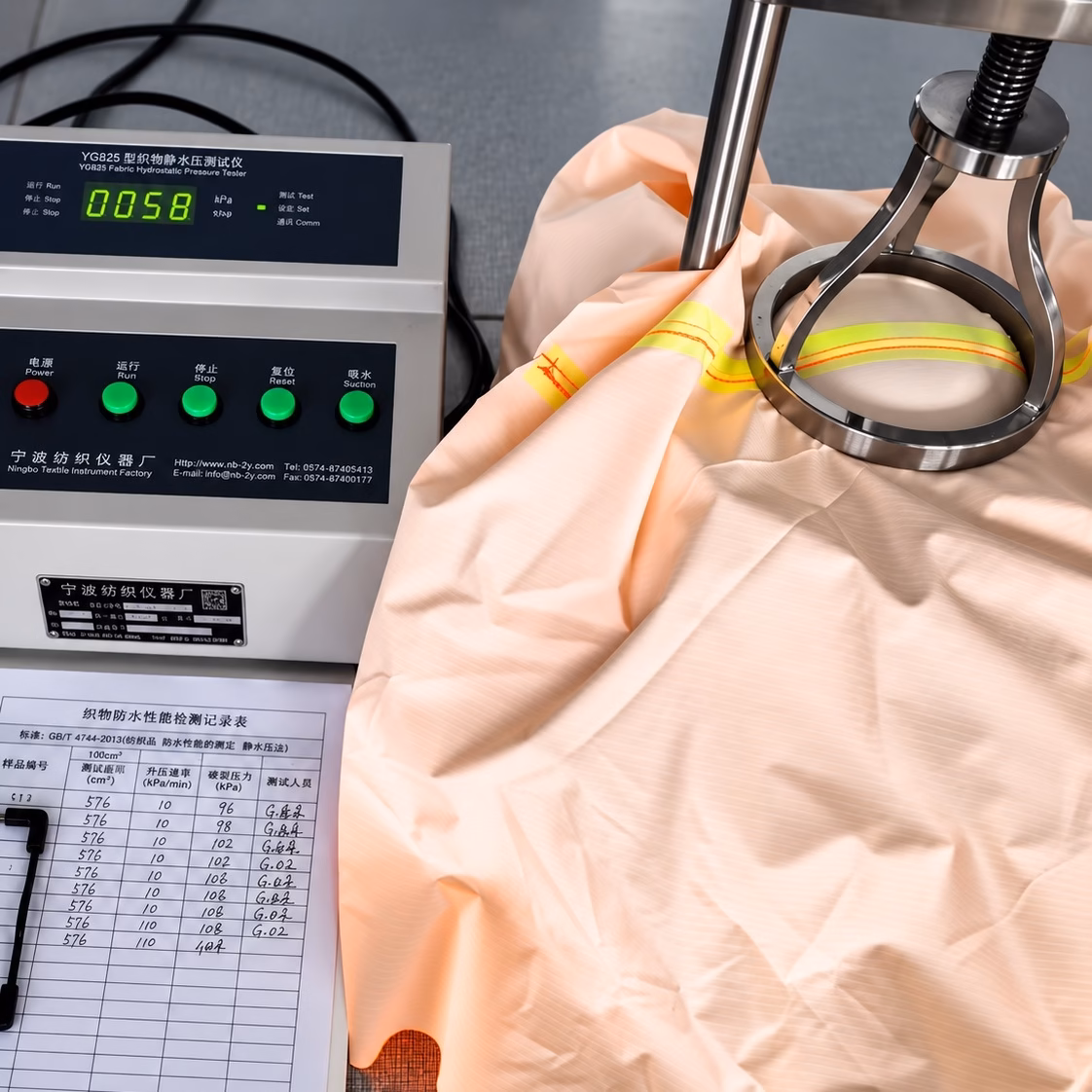 PPE and workwear garment testing during performance validation at Varytex